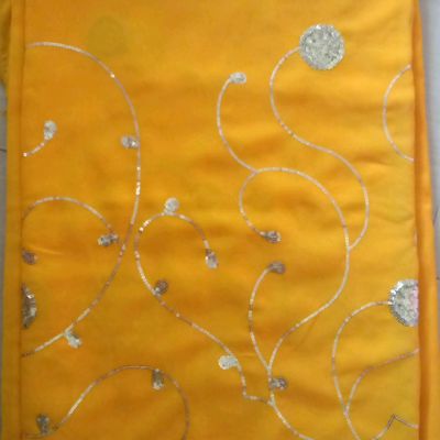 Dark Yellow Net Frill Style Saree for Haldi Function WJ111336