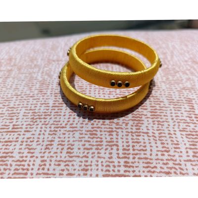 Silk thread sale bangles yellow colour