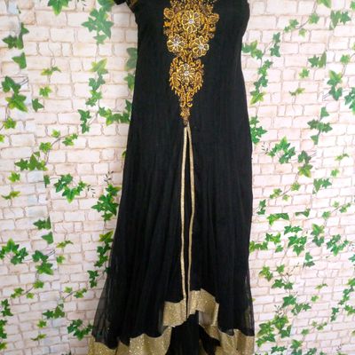 Glourious Black Mulberry Silk Net With Embroidered Sequence Codding Work  Semi Stitched Party Wear Dress in India - RJ Fashion