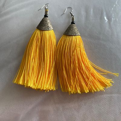 Yellow thread outlet earrings