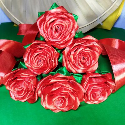 Red Ribbon Flower at Rs 8/piece  रिबन फ्लावर in Mumbai