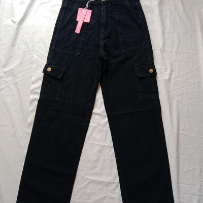 JWZUY Women High Waisted Cargo Pants Wide Leg Straight Casual Pants 6  Pockets Combat Military Trousers Black L - Walmart.com