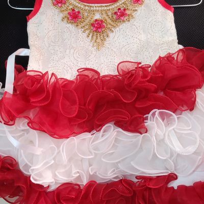 Red and white on sale frock for baby