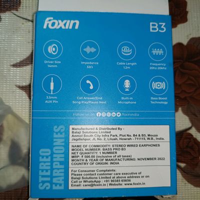 Foxin discount earphones b3