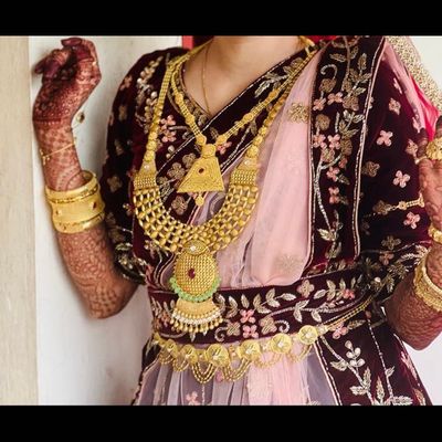 Velvet Hand Work Bridal Lehenga Choli In Pink Colour - LD4900601
