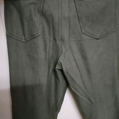 Buy Men's Army Olive Green Stretch Formal Pants Online In India