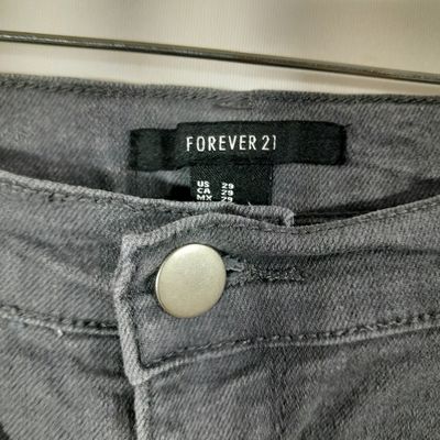 Forever 21 Black Cotton Regular Fit Distressed Jeans
