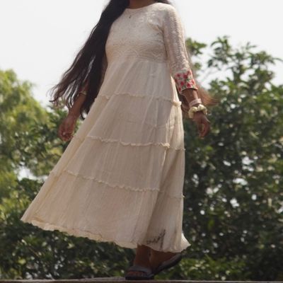 White long frock top kurti