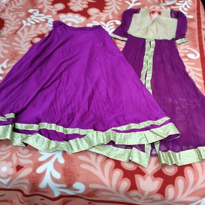 Buy Pink & Purple Long Kurti Style Lehenga - Embroidered Lehenga – Empress  Clothing