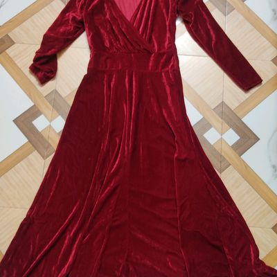 Elegant Magenta Velvet Long Sleeve Gown WJ026111-mncb.edu.vn