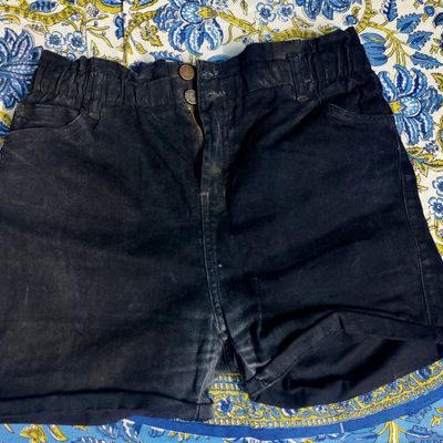 Buy BLACK DISTRESSED WIDE DENIM SHORTS for Women Online in India