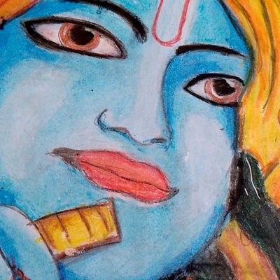 Artwork | Shri Krishna Drawing Hand Made Colour | Freeup