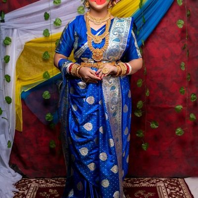 Blue banarasi saree outlet for bengali marriage