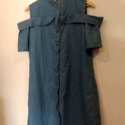 StyleStone Girls Denim Zip Cold Shoulder Dress (9164DnmZipColdDrs3-4) :  Amazon.in: Clothing & Accessories