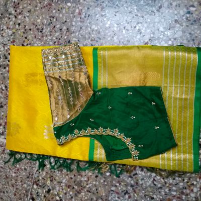 Mustard Yellow Soft Silk Saree With Embroidered Blouse – Shaaola