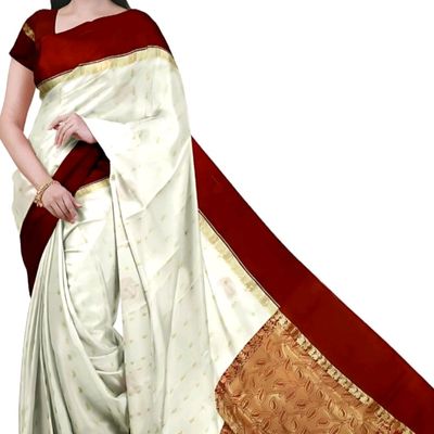 Marvellous Off White Kanjivaram Silk Saree With Flattering Blouse Piec –  LajreeDesigner