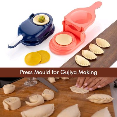 GYOU 2 in 1 Dumpling Maker Ghughra Momos Maker Machine, Skin Press Mould  for Gujiya Ghughra Mould Machine,Kitchen Dumpling Making Tool with Dumpling