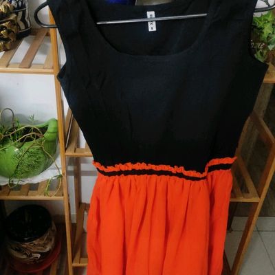 Orange and discount black dress combination