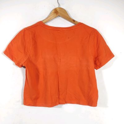 Fashion High Quality Plain Round Neck - Orange