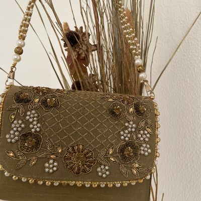 Hand Crafted Zari Work Handbag - Uniques Of India