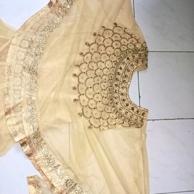 Blue Sequins, Beads, Stone, Mirror and Zari Weaving work Poncho Style –  Seasons Chennai