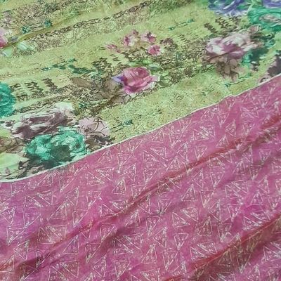 Incredible Printed Work On Fancy Fabric Multi Color Daily Wear Saree