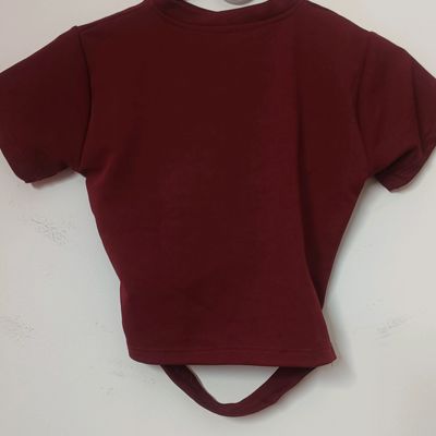 Plain maroon crop hoodie