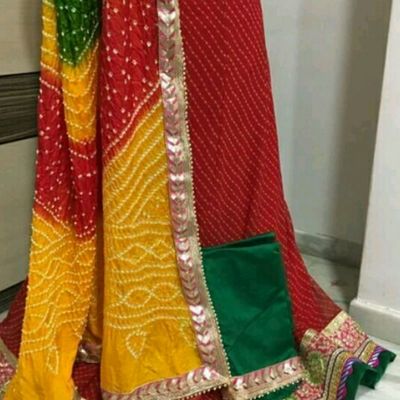 Buy Cotton Rajasthani Rajputi Poshak Gota Work Dress With Cotton Odhni For  Women Rajasthani Lehenga Choli Color (Red). at Amazon.in