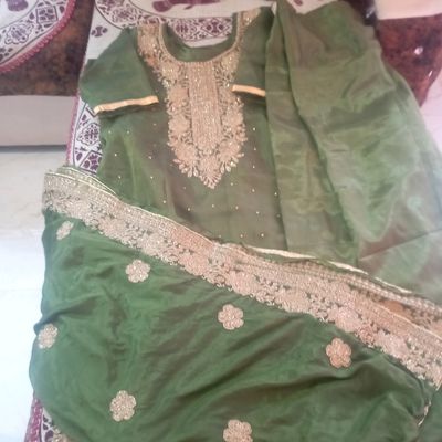 Green Mehndi Churidar Designer Suit -