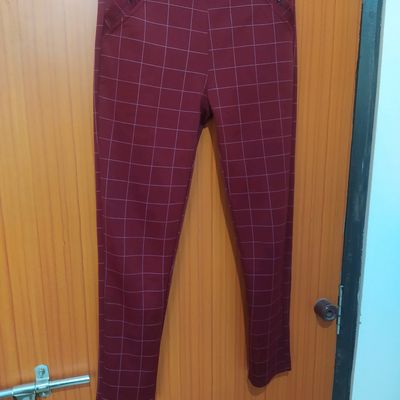 Cocoa Bean Maroon Textured Regular Fit Terry Rayon Pant For Men