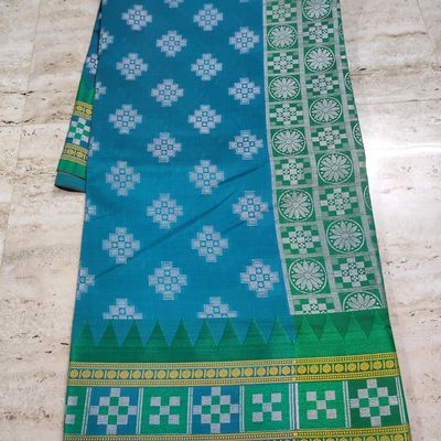 Sambalpuri Plain Border Pure Cotton Pasapalli Saree