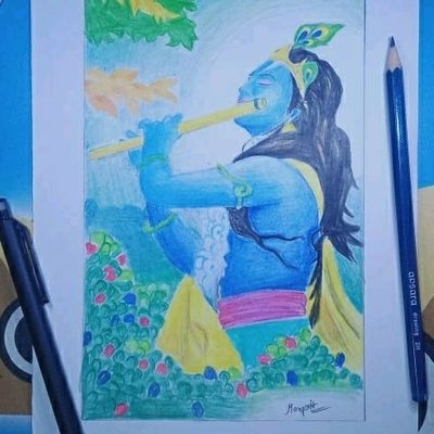 Feel the feelings - Lord Krishna ।(pencil colour drawing) | Facebook
