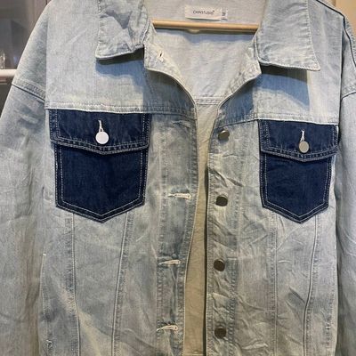 Double breasted Button Flap Pockets Denim Jackets Distressed - Temu
