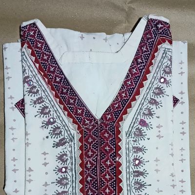 Beveled-Glass Silk Short Kurti from Kashmir with Aari Embroidery by Hand |  Exotic India Art