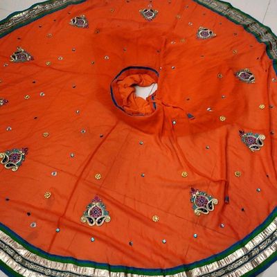 Sanskriti New Golden Peach Long Skirt Pure Tissue Silk Beaded Unstitched  Lehenga | eBay