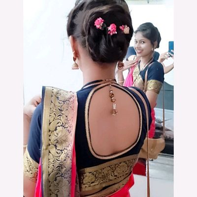 Kathpadar /Paithani Saree blouse back neck design cutting and stitching -  YouTube