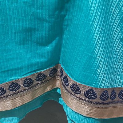 Buy Eliton Cyan Blue Colored Silk Saree. at Amazon.in