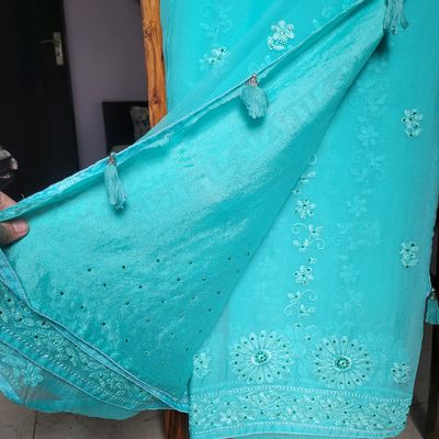 Embroidered Pure Chiffon Saree