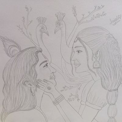 Pencil sketch ✍️ of cute bal Krishna ❤️🥰🦚 . . Art by @prasad_sib_2.0 . .  . #art #artwork #artist #sketch #pencildrawing #k... | Instagram