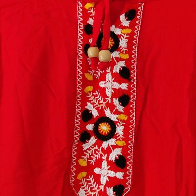 Buy Riara Women's Art Silk Kurti with Pant Regular Straight Suit Polka Dot  Pattern Kurta Set for Ladies (Medium, Bright Red) Online at Best Prices in  India - JioMart.