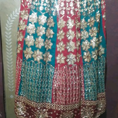 SkyBlue Lacha Suit Lengha Choli Lehenga Long Top Lehanga Indian Sari Saree  Dress | eBay