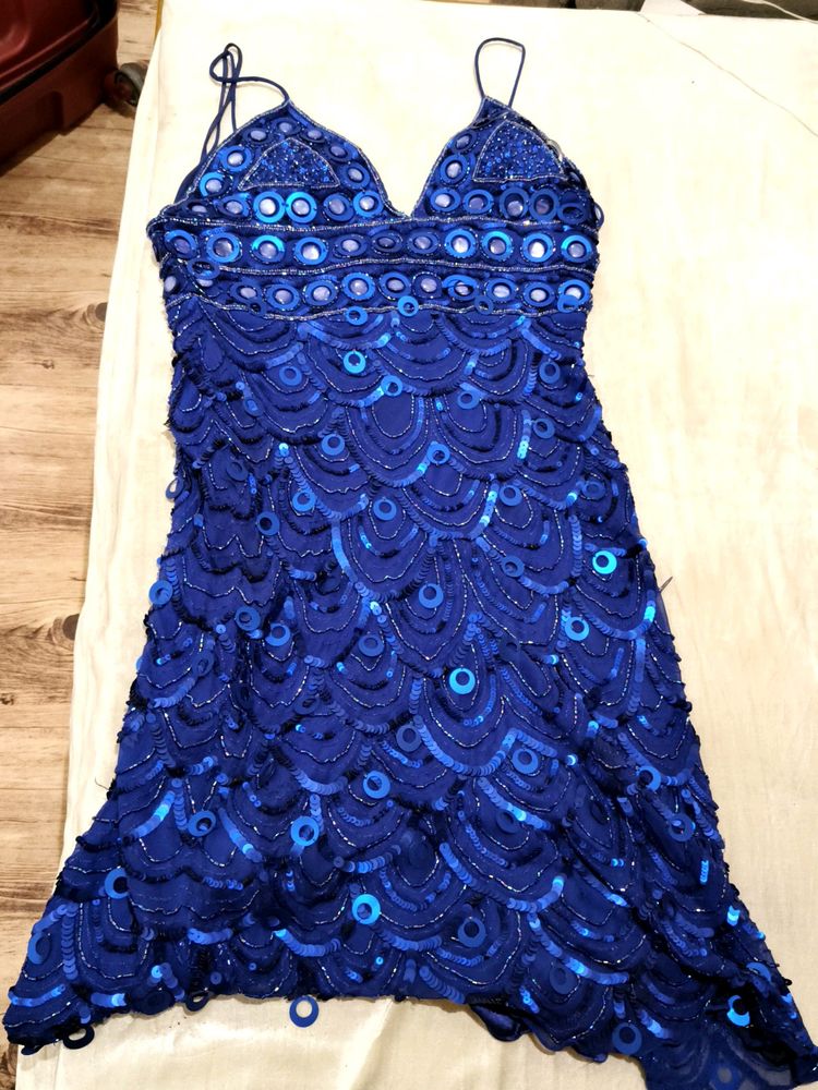 Blue Heavy Sequin Baby Doll