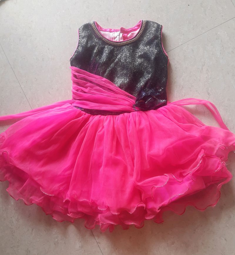 Pink Colour Party Wear Frock For Girls