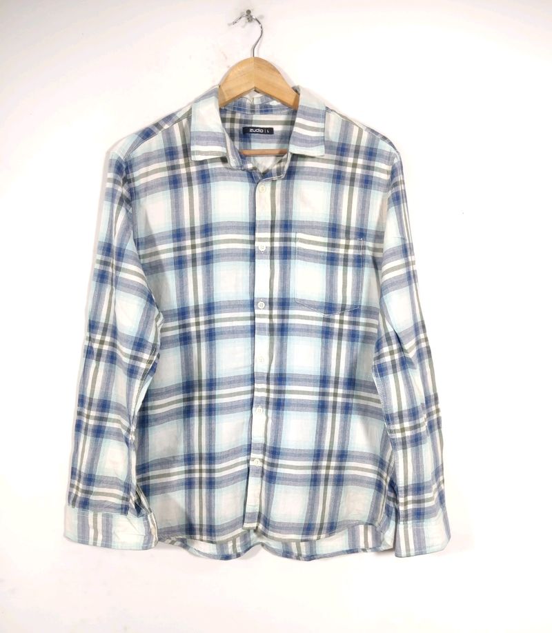 T-Shirts & Shirts | Zudio Blue Checks Slim Fit Shirt (men's) | Freeup