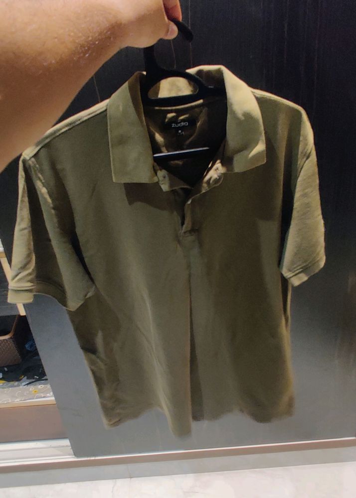 T-Shirts & Shirts | Zudio Olive Green T Shirt For Men | Freeup